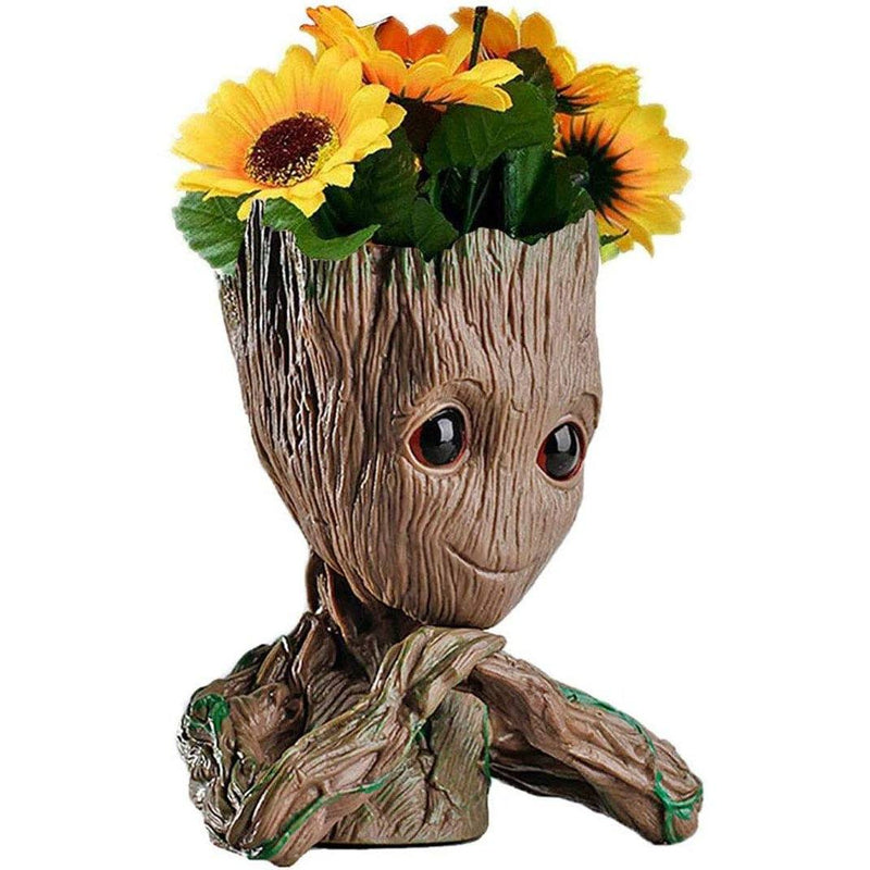 Groot Pen Pot Tree Man Pens Holder or Flower Pot with Drainage Hole