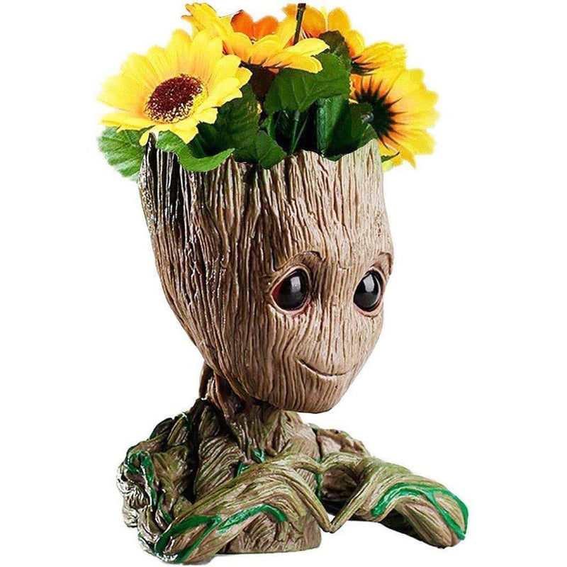 Groot Pen Pot Tree Man Pens Holder or Flower Pot with Drainage Hole