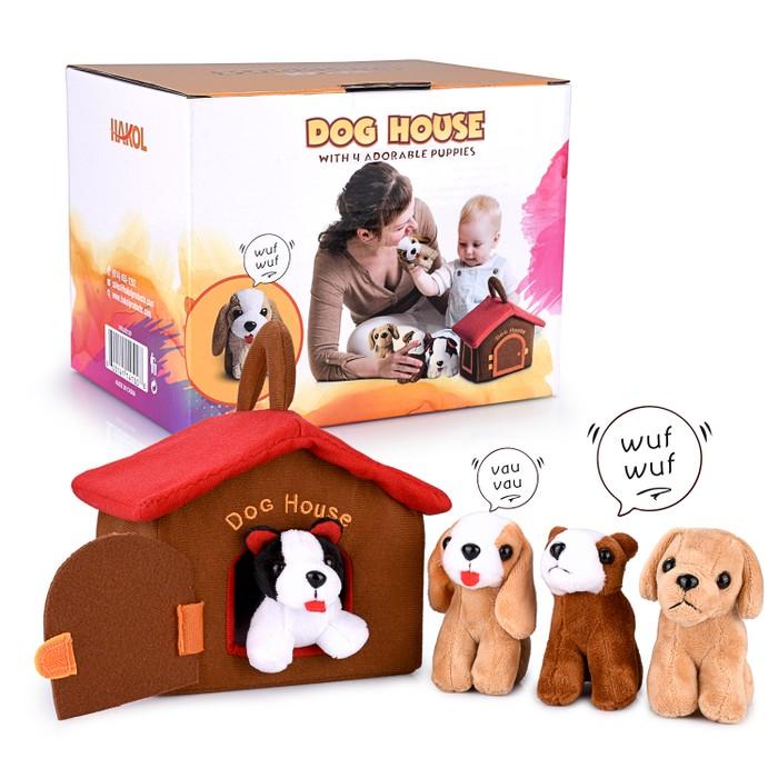 Hakol Dog House Educational Toy With 4 Squishy and Barking Puppies Playset Toys & Games - DailySale
