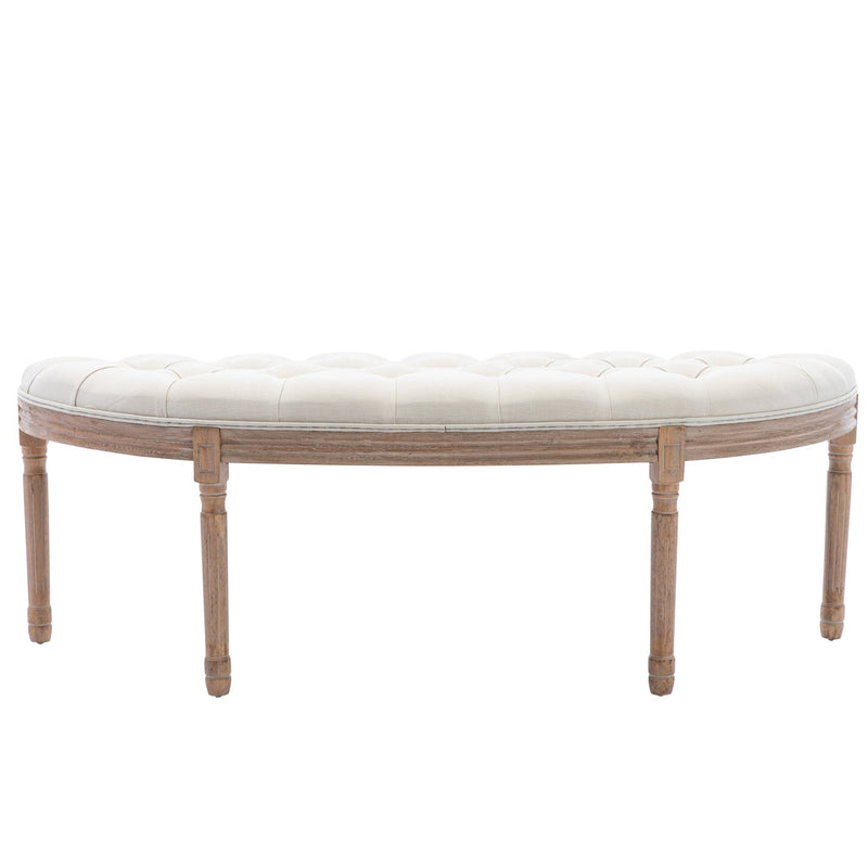 Half Moon French Vintage Bench with Padded Seat & Rubberwood Legs Furniture & Decor - DailySale