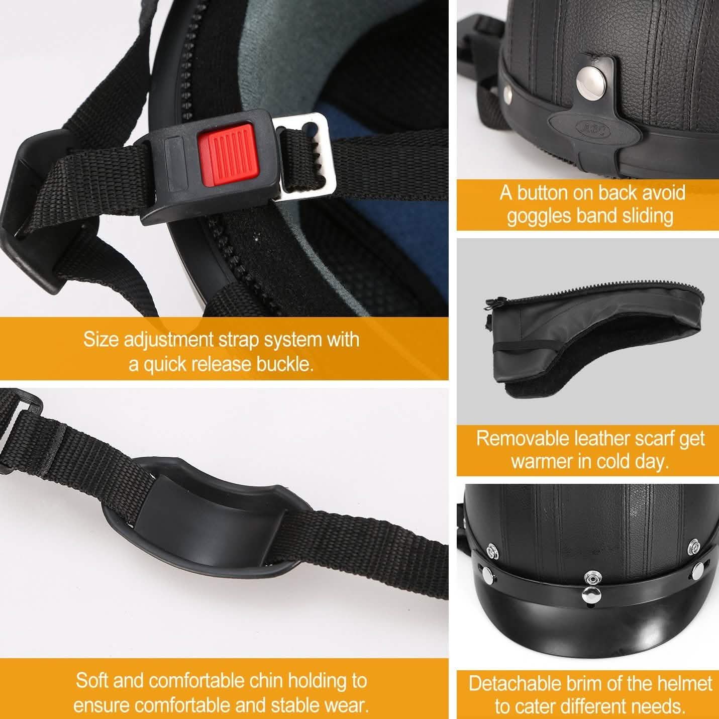 Half Motorcycle Helmet with Pilot Goggles Sports & Outdoors - DailySale