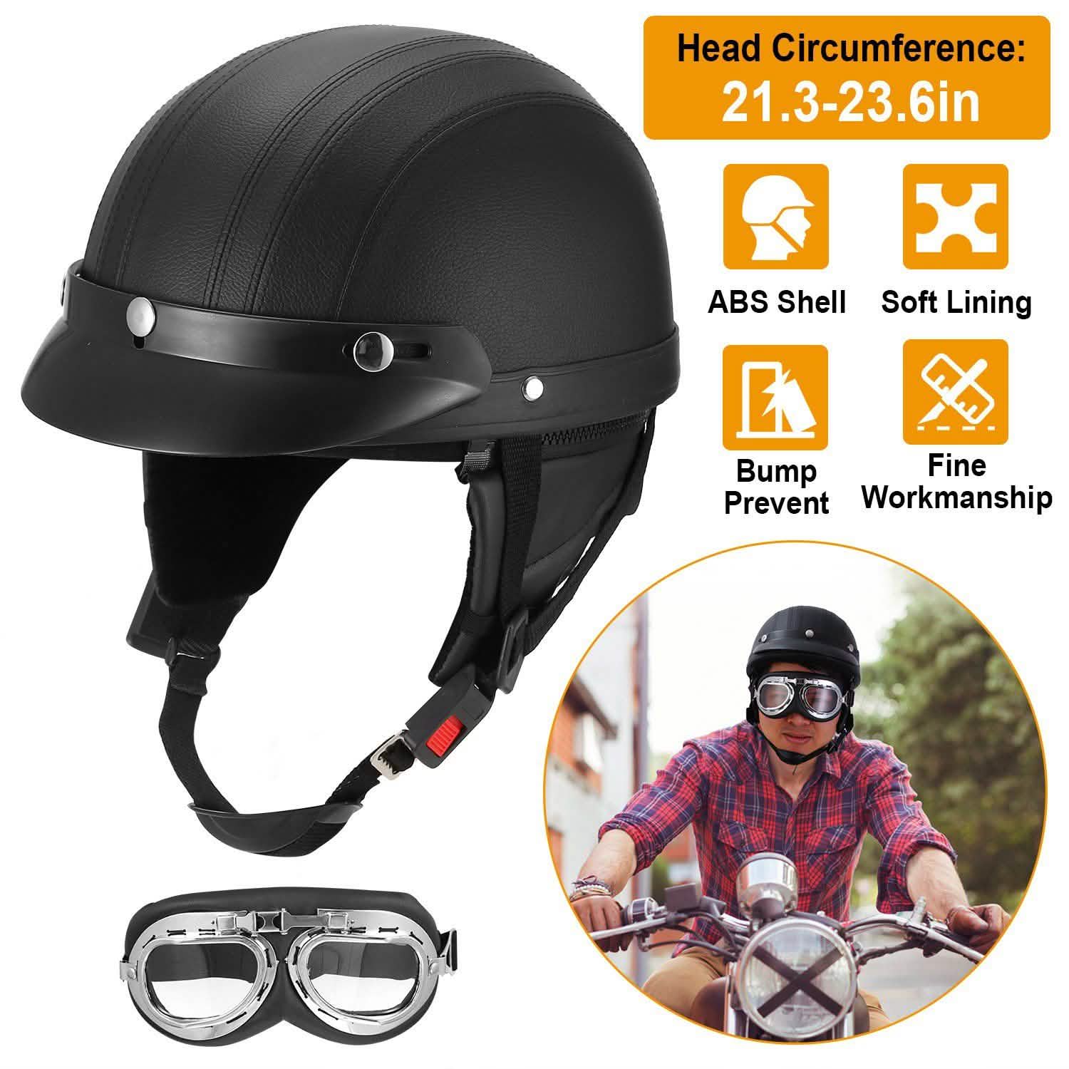 Half Motorcycle Helmet with Pilot Goggles Sports & Outdoors - DailySale