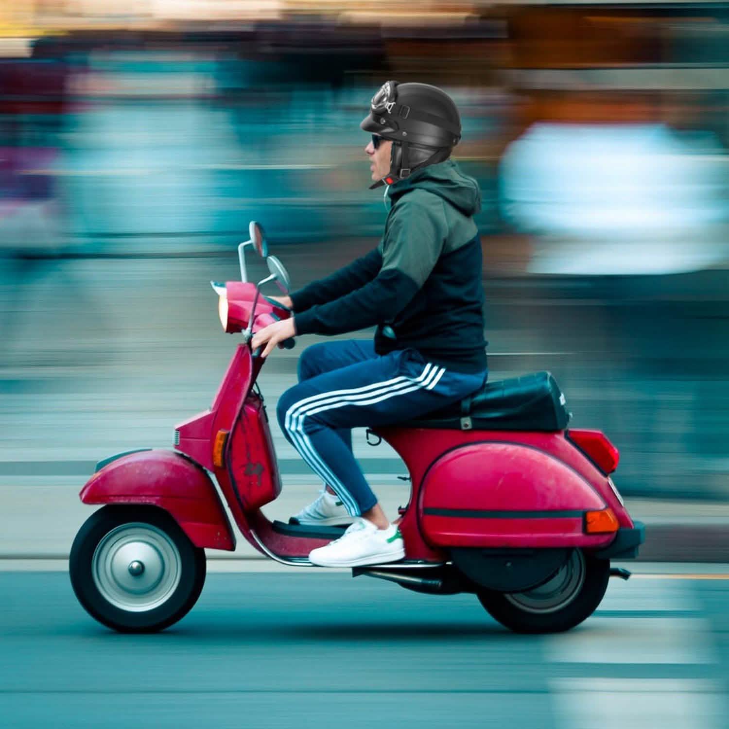 Half Motorcycle Helmet with Pilot Goggles Sports & Outdoors - DailySale