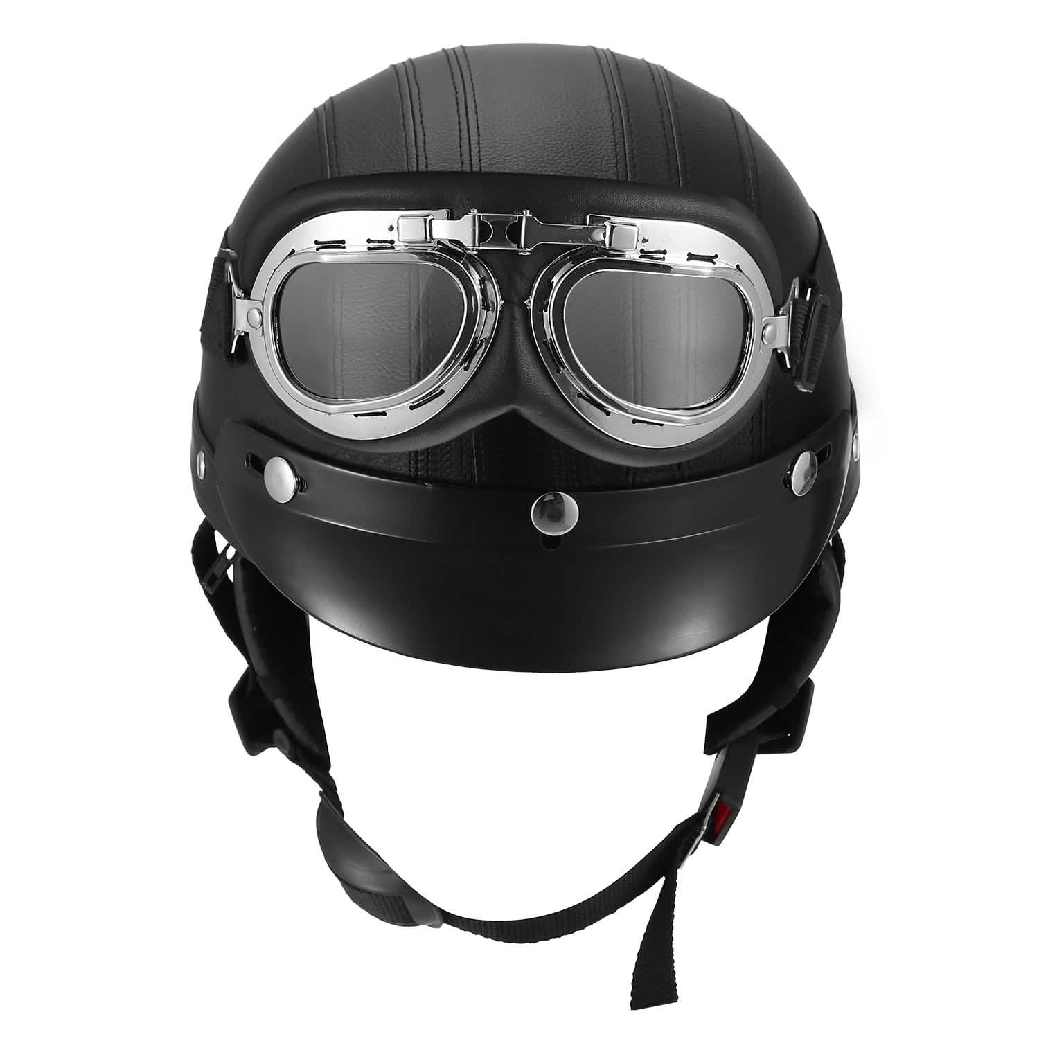 Half Motorcycle Helmet with Pilot Goggles Sports & Outdoors - DailySale