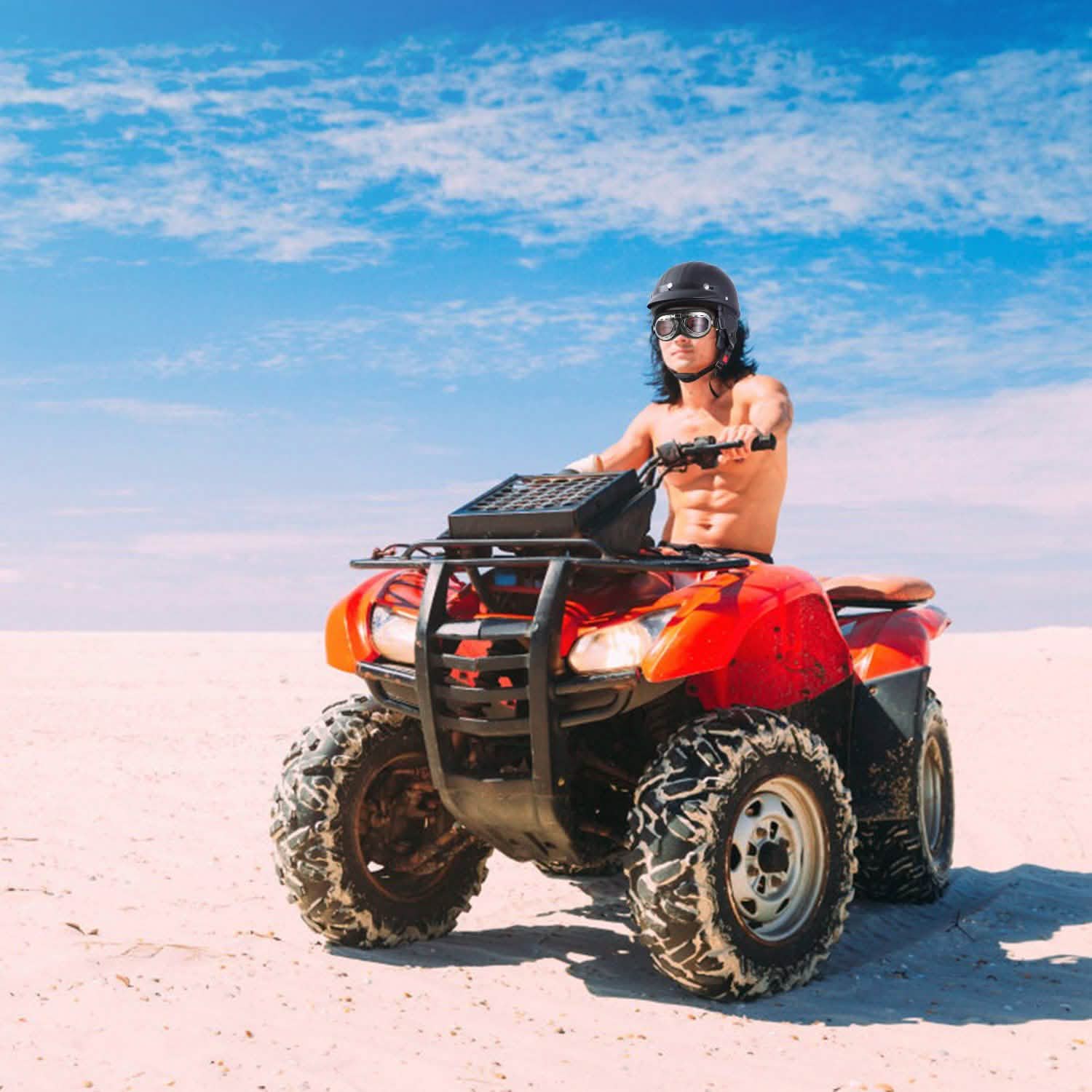 Half Motorcycle Helmet with Pilot Goggles Sports & Outdoors - DailySale