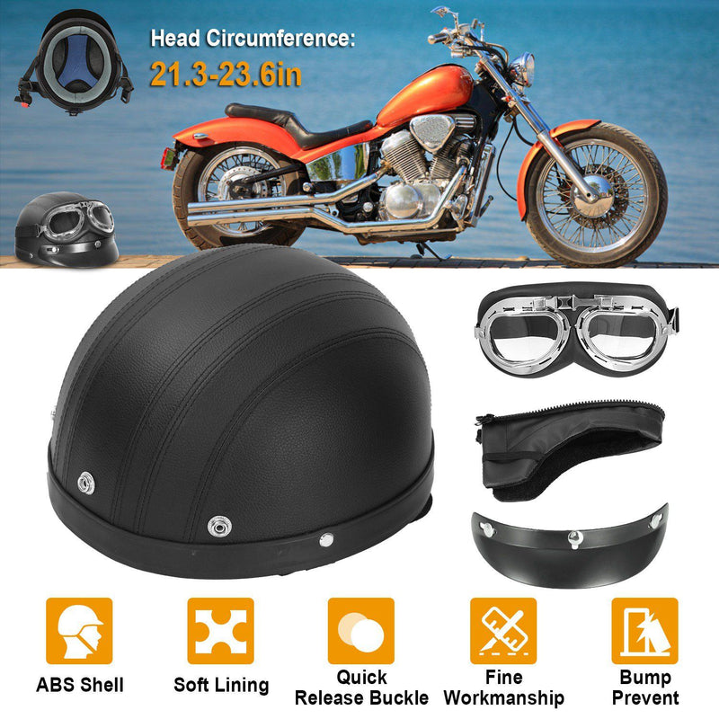 Half Motorcycle Helmet with Pilot Goggles Sports & Outdoors - DailySale
