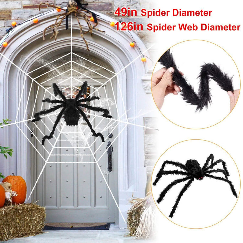 Halloween Decorations Spider 49" with 126" Tarantula Mega Spider Web Furniture & Decor - DailySale