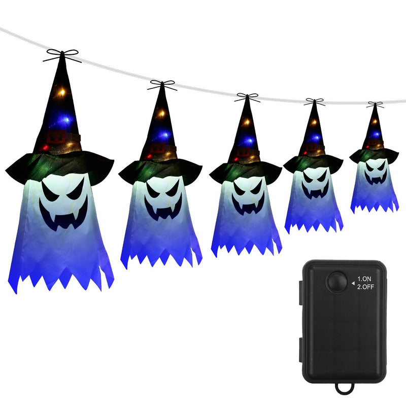Halloween Ghost Witch Hat Hanging Light Lantern Holiday Decor & Apparel - DailySale