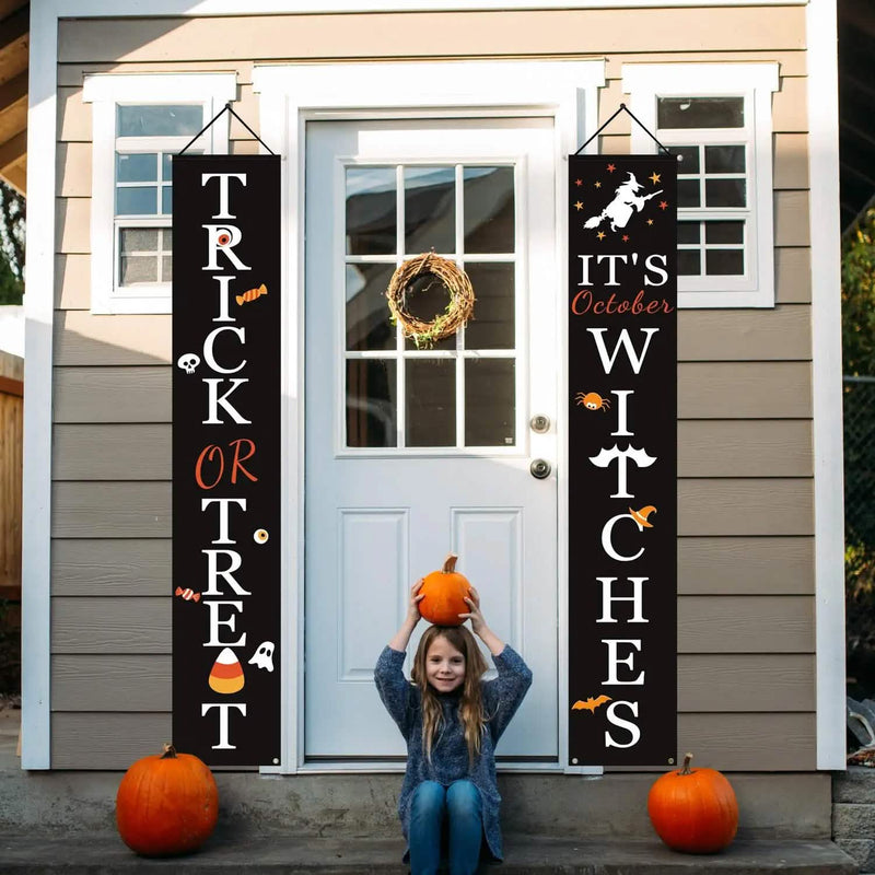 Halloween Porch Decoration October Witch Front Porch Banner Decorations Holiday Decor & Apparel - DailySale