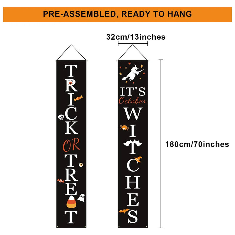 Halloween Porch Decoration October Witch Front Porch Banner Decorations Holiday Decor & Apparel - DailySale