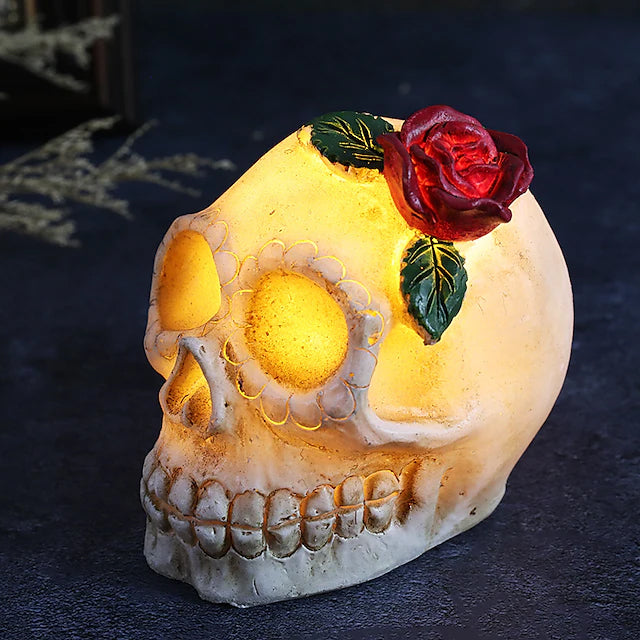 Halloween Resin Skull LED Night Light Decorative Light Holiday Decor & Apparel A - DailySale