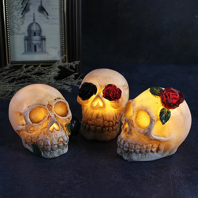 Halloween Resin Skull LED Night Light Decorative Light Holiday Decor & Apparel - DailySale