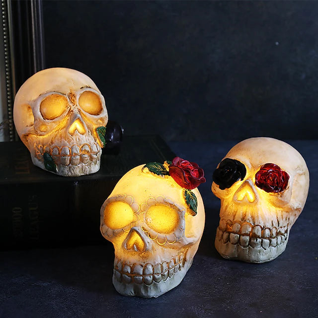 Halloween Resin Skull LED Night Light Decorative Light Holiday Decor & Apparel - DailySale