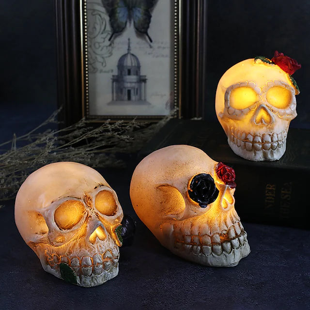 Halloween Resin Skull LED Night Light Decorative Light Holiday Decor & Apparel - DailySale