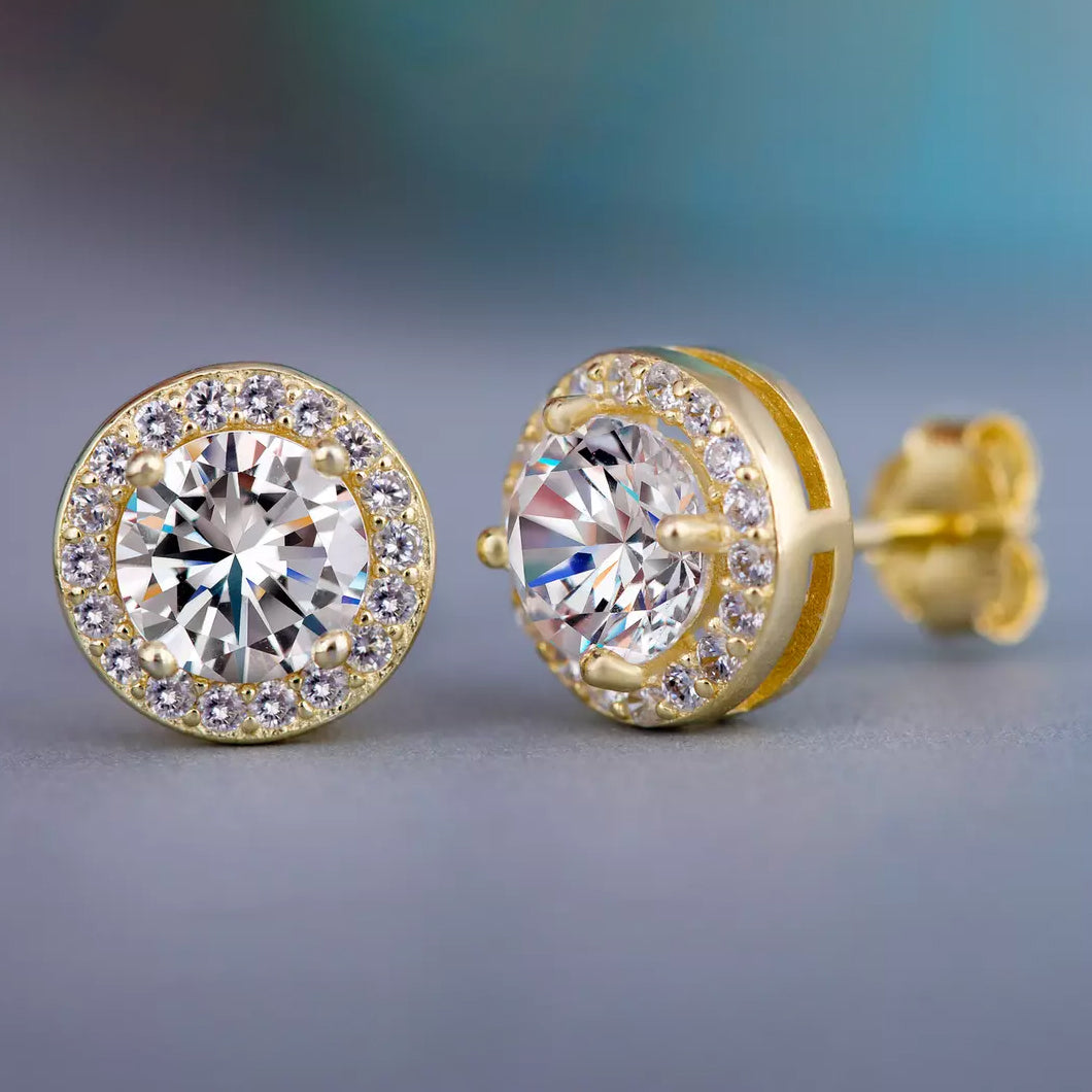 Halo Diamond Stud Earrings Earrings Gold Round - DailySale