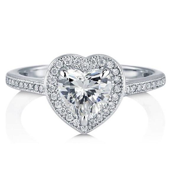 Halo Heart Cut Engagement Ring Rings 6 - DailySale