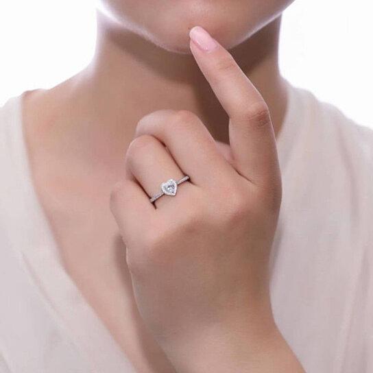 Halo Heart Cut Engagement Ring Rings - DailySale