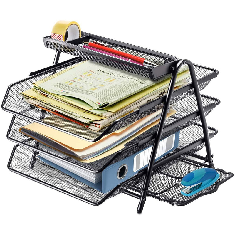 Halter 3 Tier Mesh Desktop Organizer with Sliding Paper Trays Everything Else - DailySale