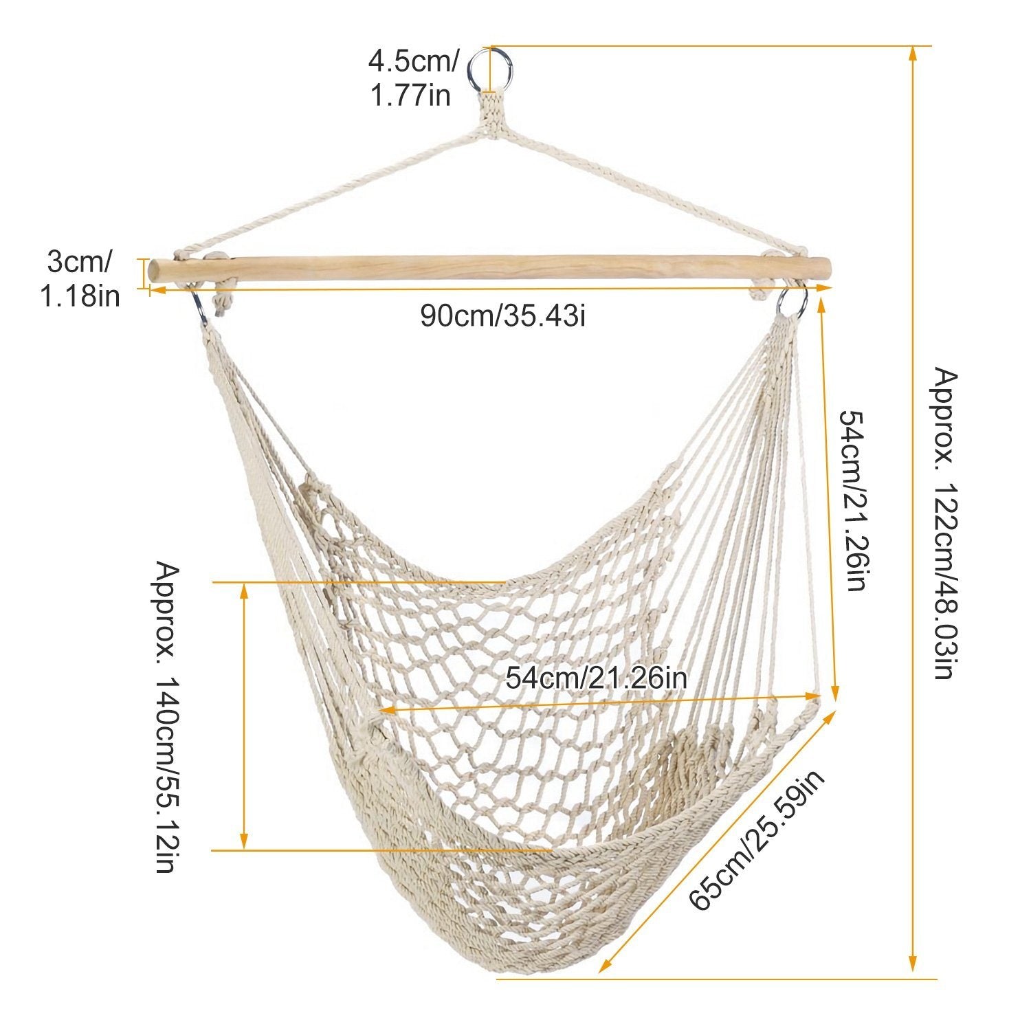 Hammock Chair Hanging Rope Seat Garden & Patio - DailySale