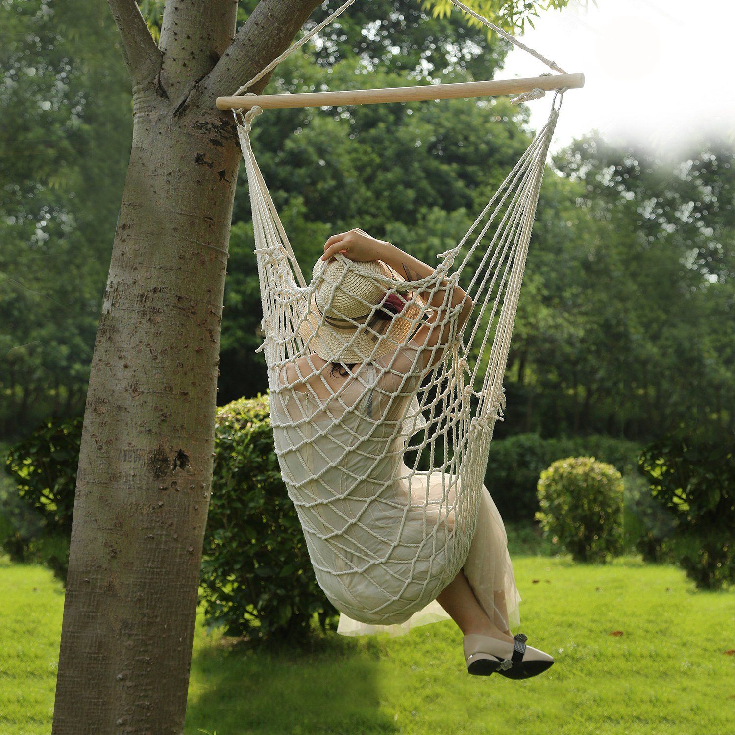 Hammock Chair Hanging Rope Seat Garden & Patio - DailySale