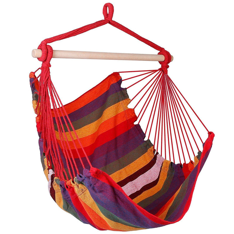 Hammock Hanging Chair Canvas with 2 Pillows Garden & Patio Red - DailySale