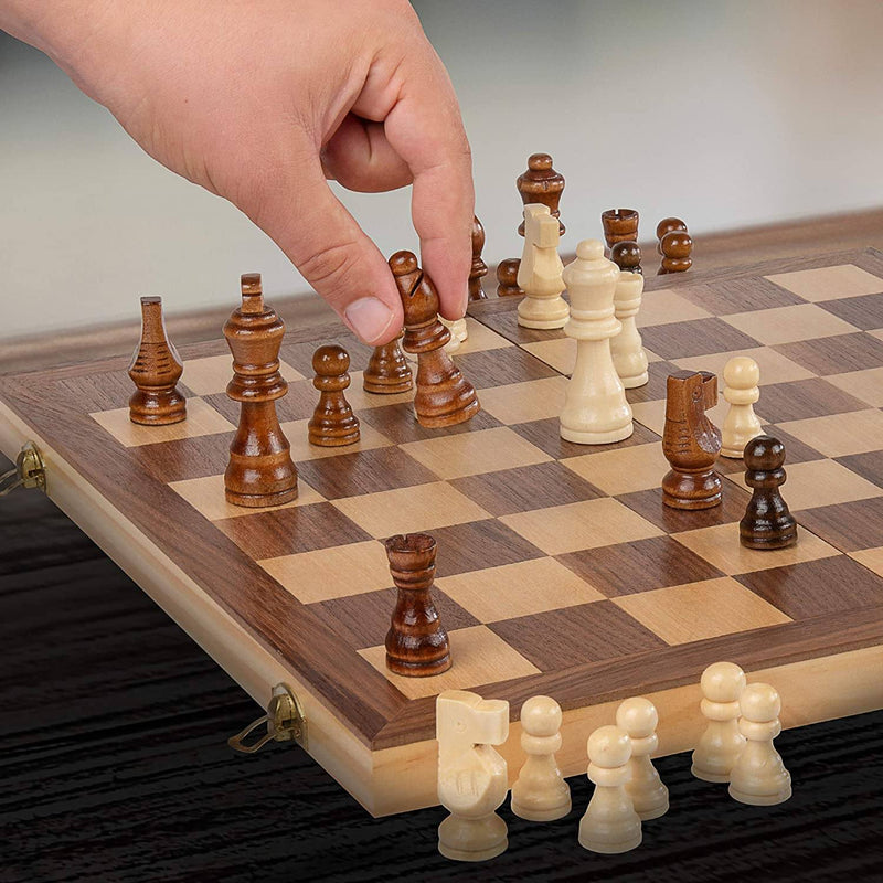 Handcrafted Chess Pieces Wooden Chess Set with Wooden Checkers Pieces Toys & Games - DailySale