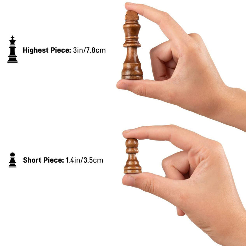 Handcrafted Chess Pieces Wooden Chess Set with Wooden Checkers Pieces Toys & Games - DailySale