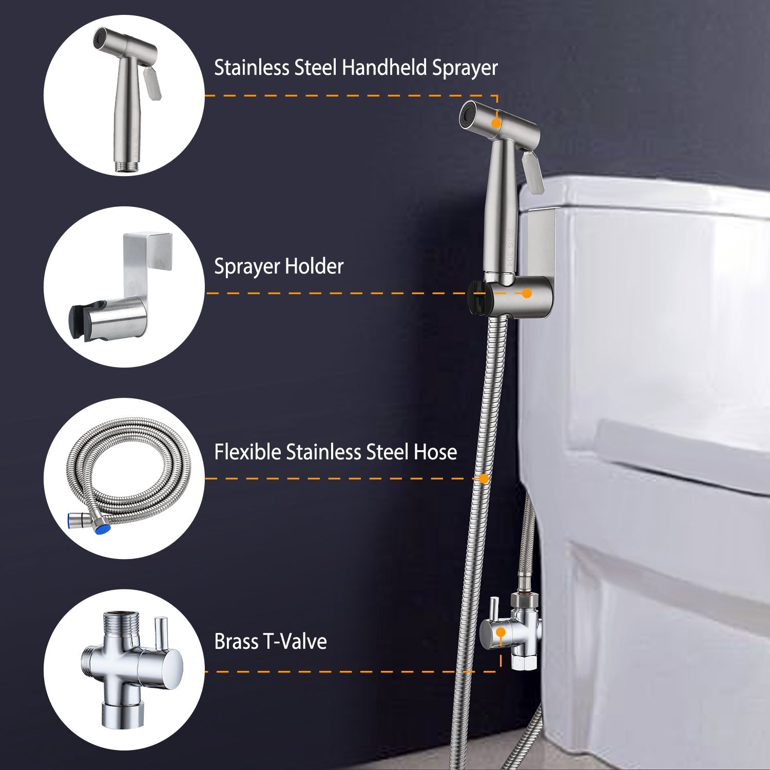 Handheld Bidet Sprayer Stainless Steel Bath - DailySale