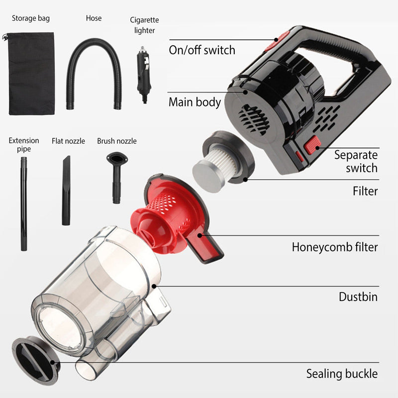 Handheld Car Vacuum Cleaner with Accessory Kit Automotive - DailySale