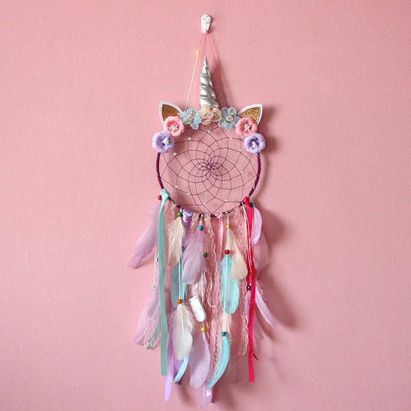 Handmade Feather Dream Catcher Wall Hanging Decoration Furniture & Decor Without Light Purple - DailySale