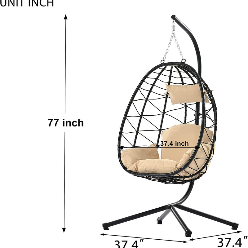 Hanging Egg Chair, Outdoor Indoor Swing Chair Furniture & Decor - DailySale