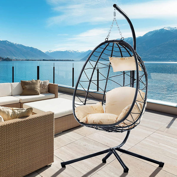 Hanging Egg Chair, Outdoor Indoor Swing Chair Furniture & Decor - DailySale