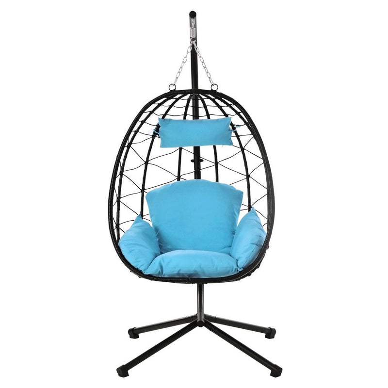 Hanging Egg Chair, Outdoor Indoor Swing Chair Furniture & Decor Light Blue - DailySale