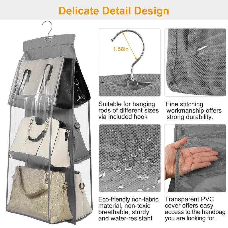 Hanging HandBag Organizer with 6 Pockets Closet Purse Storage Closet & Storage - DailySale