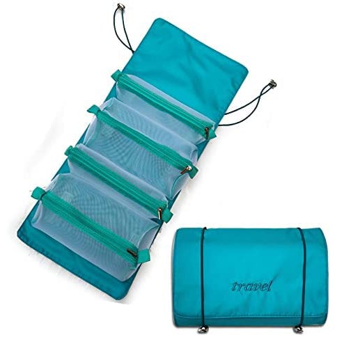 Hanging Roll-Up Makeup Bag Bags & Travel Blue - DailySale