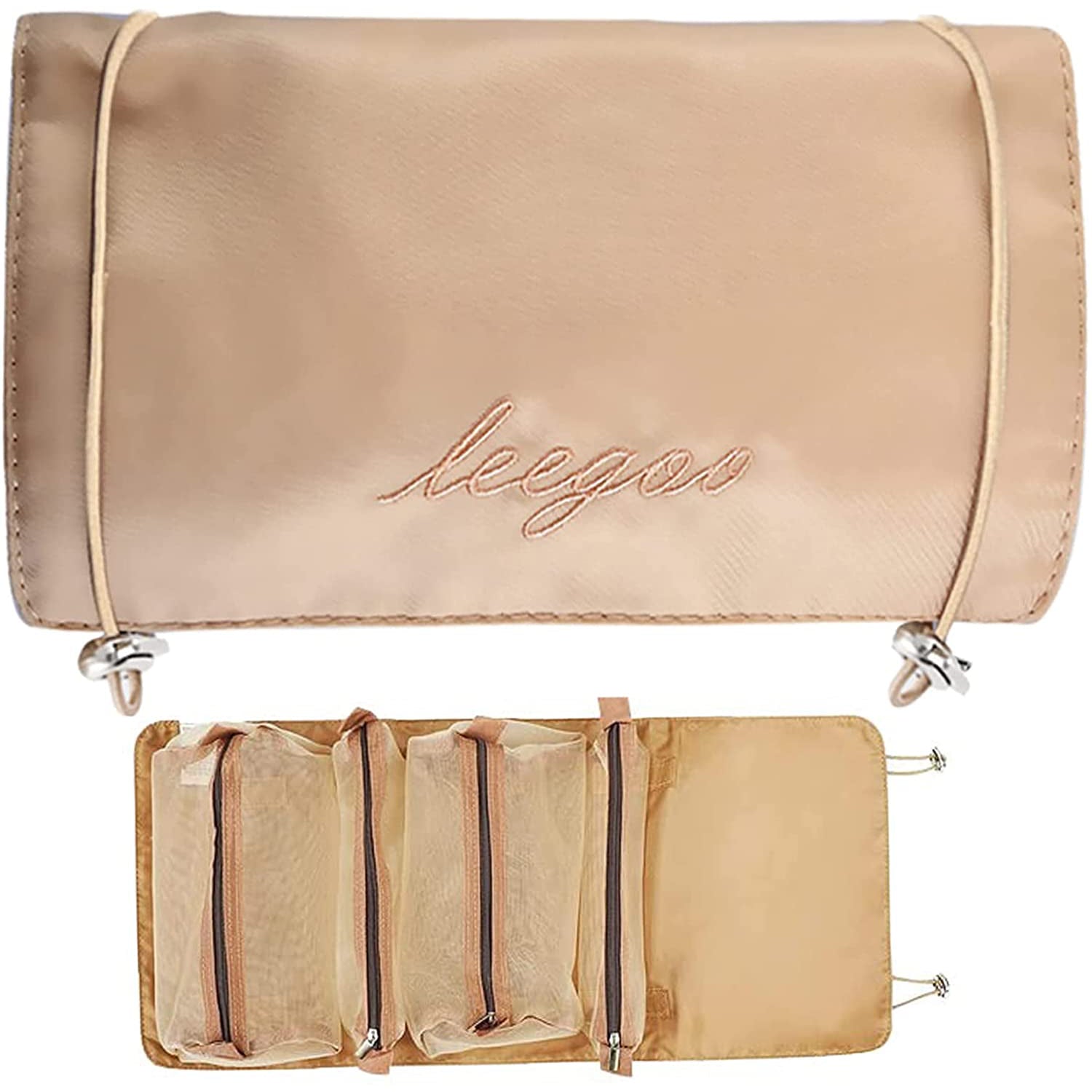 Hanging Roll-Up Makeup Bag Bags & Travel Khaki - DailySale