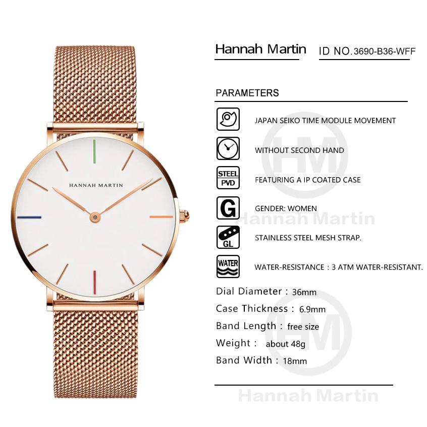 Hannah Martin High Quality Waterproof Ladies Watch Women's Accessories - DailySale