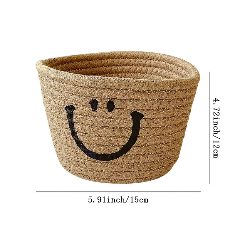Happy Face Woven Storage Basket Closet & Storage - DailySale