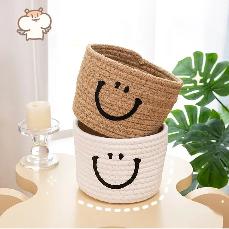 Happy Face Woven Storage Basket Closet & Storage - DailySale