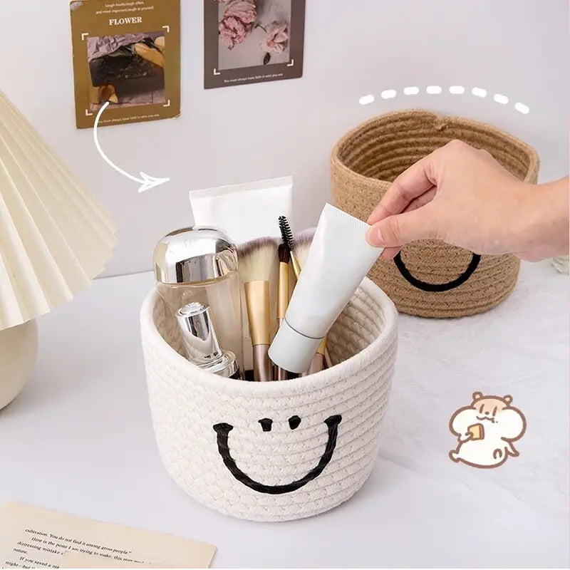 Happy Face Woven Storage Basket Closet & Storage - DailySale