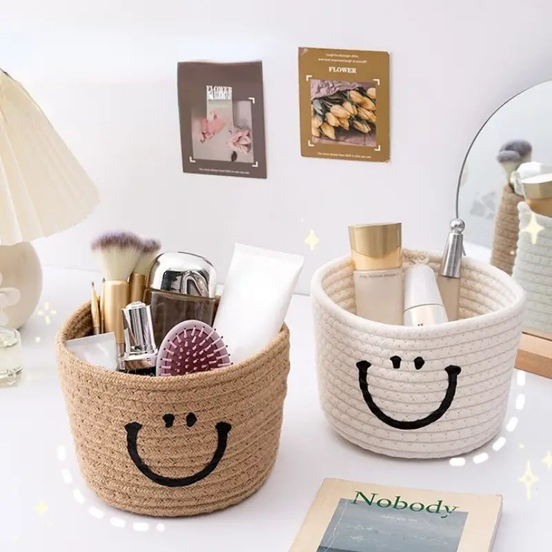 Happy Face Woven Storage Basket Closet & Storage - DailySale