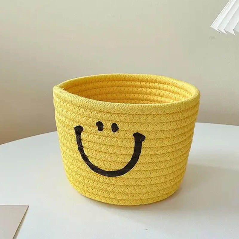 Happy Face Woven Storage Basket Closet & Storage Yellow - DailySale