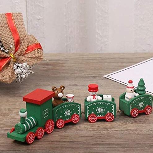 Happy Trees Wooden Christmas Train with Snowman Holiday Decor & Apparel - DailySale