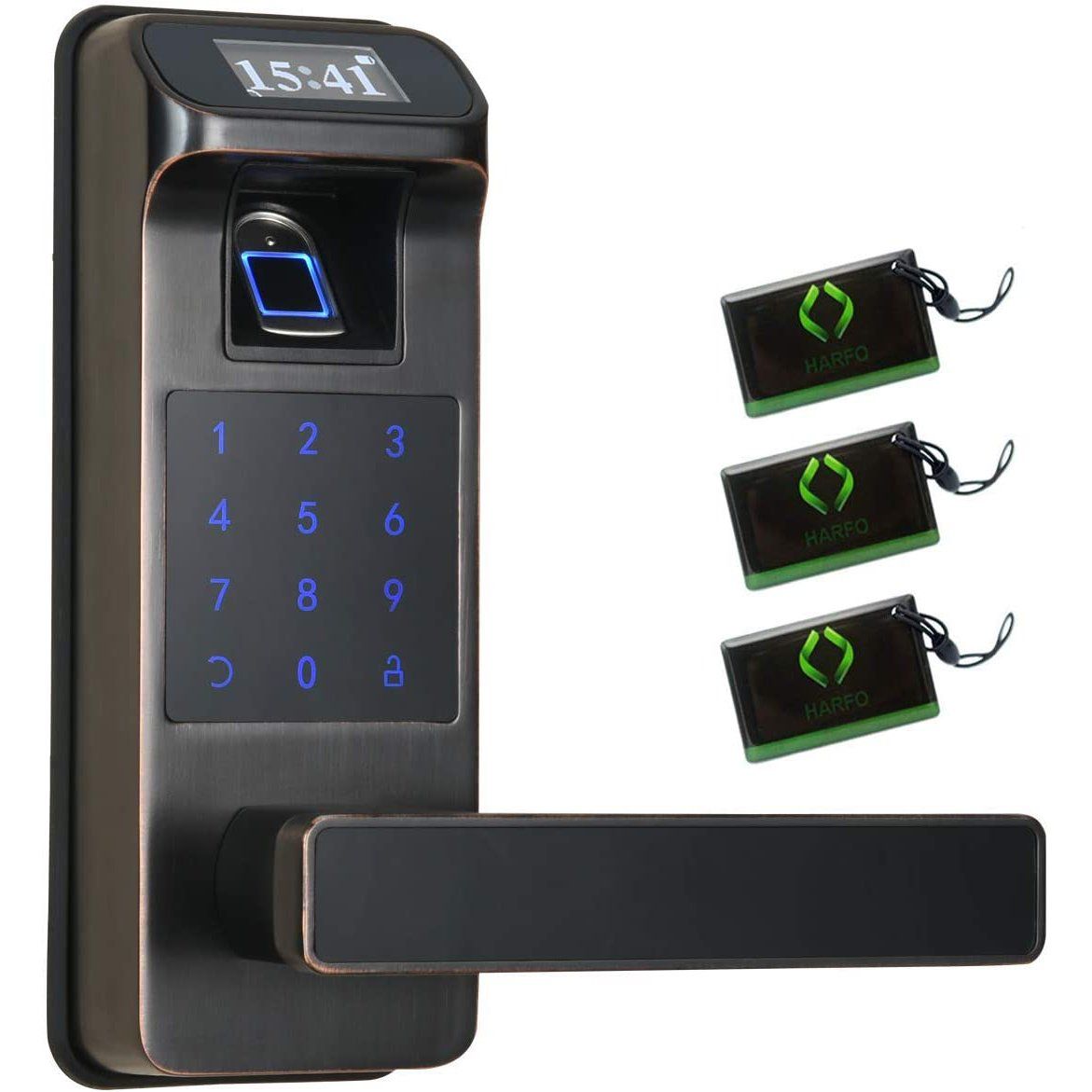 HARFO Fingerprint Door Level Lock with Touchscreen and OLED Display Screen Home Improvement - DailySale