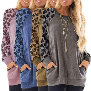 Haute Edition Women S Ultra Soft Long Sleeve Pullover Sweatshirt Leopard Design