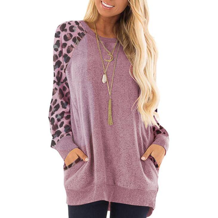 Haute Edition Women's Ultra Soft Long Sleeve Pullover Sweatshirt Leopard Design Women's Clothing Pink S - DailySale