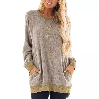 Haute Edition Women's Ultra Soft Long Sleeve Pullover Sweatshirt Women's Clothing Khaki S - DailySale
