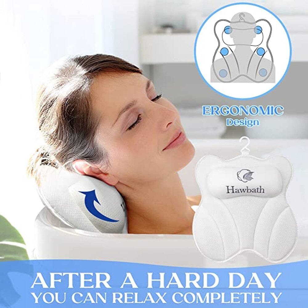 Hawbath Ultra-Soft Bath Pillow With 6 Suction Cups Bath - DailySale