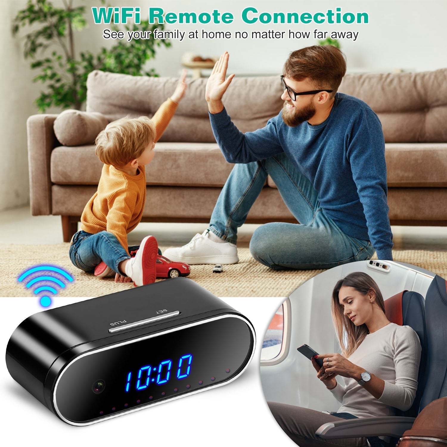 HD 1080P Wi-Fi Alarm Clock Camera Smart Home & Security - DailySale