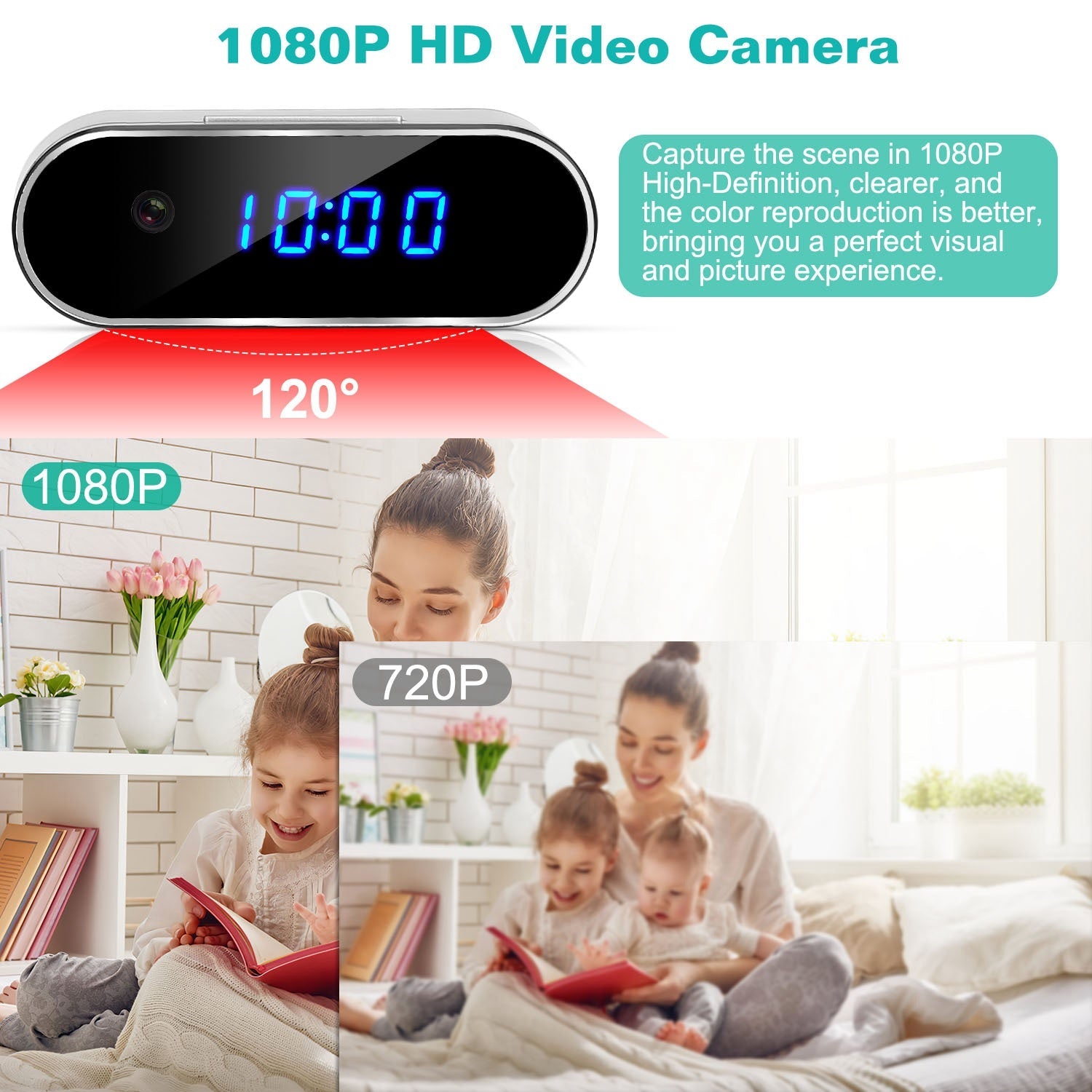 HD 1080P Wi-Fi Alarm Clock Camera Smart Home & Security - DailySale